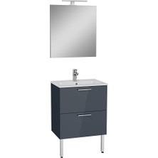 Vitra Banyo Mobilyası Seti ve Boy Dolabı, Antrasit , 60 Cm, Çekmeceli, Ayaklı