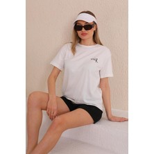 Westbound Kadın T-Shirt Şort Günlük Spor Takım, Şortlu Pijama Takımı Siyah
