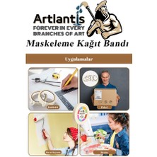 Artlantis Maskeleme Bandı Kağıt Bant 15 mm 25 Metre 1 Adet Boya Bantı Maskeleme Kağıt Bant Duvar Yağlı Boya Badana