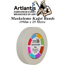 Artlantis Maskeleme Bandı Kağıt Bant 19 mm 25 Metre 1 Adet Boya Bantı Maskeleme Kağıt Bant Duvar Yağlı Boya Badana