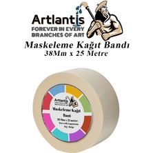 Artlantis Maskeleme Bandı Kağıt Bant 38 mm 25 Metre 1 Adet Boya Bantı Maskeleme Kağıt Bant Duvar Yağlı Boya Badana