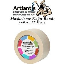 Artlantis Maskeleme Bandı Kağıt Bant 48 mm 25 Metre 1 Adet Boya Bantı Maskeleme Kağıt Bant Duvar Yağlı Boya Badana