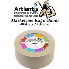 Artlantis Maskeleme Bandı Kağıt Bant 48 mm 25 Metre 1 Adet Boya Bantı Maskeleme Kağıt Bant Duvar Yağlı Boya Badana