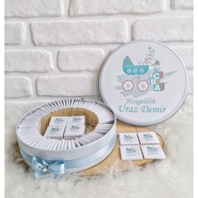 Bunnyball Chocolate 80 Adet Mavi Puset Temalı Isme Özel Hediyelik Hosgeldin Erkek Bebek Çikolata