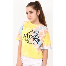 İrem Çocuk Giyim Kız Çocuk Any More Yazı Desenli Batik Crop Tişört Sarı