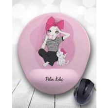 Atölye Çizgi Sweet Girl And The Cat Kişiye Özel Kupa Bardak ve Mouse Pad