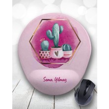 Atölye Çizgi Kişiye Özel 2li Pink Suluboya Kaktüs Kupa Bardak ve Mouse Pad