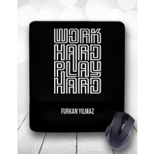 Atölye Çizgi Kişiye Özel 2li Work Hard Play Hard Kupa Bardak ve Mouse Pad