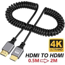 Bastore HDMI Spiral Yaylı Uzayabilen Fullhd 4K 60Hz UHD Kablo (0.5-2 Metre)