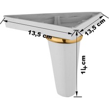 Koldoor Sena Beyaz Gold Çizgili Mobilya Koltuk Çekyat  Chester Baza Kanepe Ayağı 14 cm 4 Adet