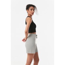 FullaModa Fitilli Bağcıklı Penye Şort