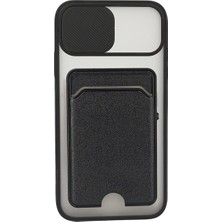 iPhone X / iPhone XS ile Uyumlu Kartlıklı Sürgülü Kapak Telefon Kılıfı