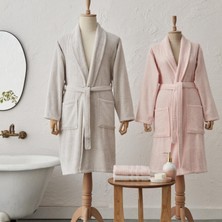 Karaca Home Carli 4 Parça Bornoz/Banyo/Baş Havlusu Aile Banyo Seti Pudra Gri