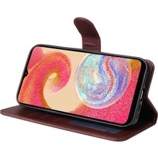 Cool-M Samsung Galaxy A04E Için 4g Manyetik Pu Deri Telefon Kapak Standı Stand Anti-Sracratch Doku Doku Folio Cüzdan Telefon Kılıfı Kayış (Yurt Dışından)