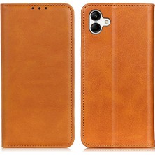 Cool-M Samsung Galaxy A04E 4g Için Cowhide Doku Telefon Kılıfı, Bölünmüş Deri Stand Cüzdan Manyetik Otomatik Kapanış Koruyucu Kapak (Yurt Dışından)