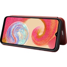 Cool-M Samsung Galaxy A04E Için 4g Karbon Fiber Doku Manyetik Pu Deri Deri Telefon Kılıfı Yuvası Stand Tam Koruma Telefon Flip Kapak (Yurt Dışından)