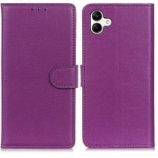 Cool-M Samsung Galaxy A04E 4g Için Litchi Doku Telefon Kılıfı, Cüzdan Stand Pu Deri Tam Koruma Iç Tpu Kapağı (Yurt Dışından)