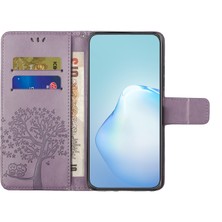 Cool-M Samsung Galaxy A04E Için 4g Baskılı Baykuş Ağacı Deseni Kıvrım Anti-Sracratch Pu Deri Cüzdan Görüntüleme Standı Fingerprint Anti-Fragrint Koruyucu Kılıf (Yurt Dışından)