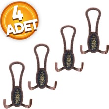 Badem10 Palmira Portmanto Vestiyer Duvar Askısı Metal Dolap Elbise Askılığı Antik Bakır Siyah Desenli (4 Adet)