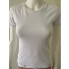 Biricik İç Giyim Yuvarlak Yaka, Basic, Beyaz, T-Shirt, Likralı Tişört