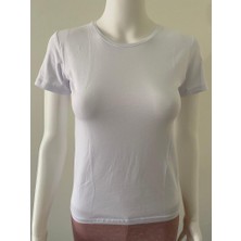 Biricik İç Giyim Yuvarlak Yaka, Basic, Beyaz, T-Shirt, Likralı Tişört