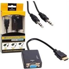 Bastore HDMI To VGA Ses Destekli Monitör Dönüştürücü Kablo Çevirici Adaptör