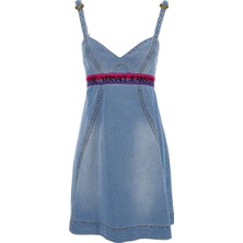 Couture  Couture V Yaka Düz Indigo Kısa Kadın Elbise 74HAO951