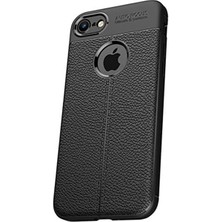 Microcase Apple iPhone 7 / 8 Leather Serisi Deri Efekt Silikon Kılıf - Siyah AL3337