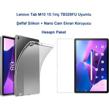 Ukscase Lenovo Tab M10 3. Nesil 10.1 Inç TB328FU Uyumlu Şeffaf Silikon Kılıf + Nano Cam Ekran Koruyucu