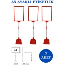 İstanbul Manken 3 Adet Kırmızı A5 Ayaklı Etiketlik Sepet Etiketi Çerçeveli Etiketlik Eşek Askılık Etiketi