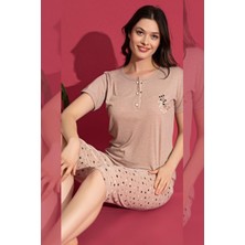 Farya Home Dreamy Düğmeli Yaka Kısa Kollu Bermuda Kapri Pijama Takımı