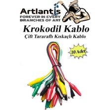 Artlantis Krokodil Kablo 52 cm 10 Lu 1 Paket Timsah Ağızlı Iki Tarafı Kıskaçlı Kablo Elektrik Deney Kablosu Klipsli