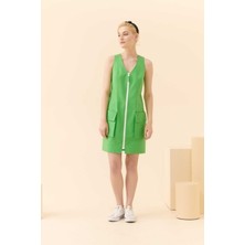 ROMAN Fermuarlı Mini Boy Davet Elbisesi Yeşil Y2311055_012