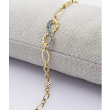 Latif Kuyumcu 14 Ayar Altın Taşlı Kalpli Sonsuzluk Bileklik LKSBLK956