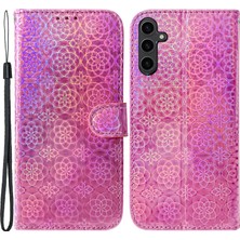 Cool-M Samsung Galaxy A24 Için 4g Pu Deri Deri Flip Cüzdan Telefon Kılıfı Göz Kamaştırıcı Çiçek Desen Stand Folio Cover (Yurt Dışından)