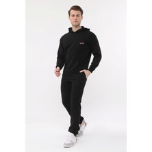 NO979 Erkek Siyah Kapüşonlu Sweatshirt Rahat Giyim Yumuşak