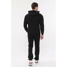 NO979 Erkek Siyah Kapüşonlu Sweatshirt Rahat Giyim Yumuşak