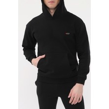 NO979 Erkek Siyah Kapüşonlu Sweatshirt Rahat Giyim Yumuşak