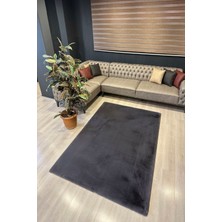 All Star Carpet Modern Tavşan Tüyü Yumuşacık Tüy Dökmez Peluş Halı Antrasit