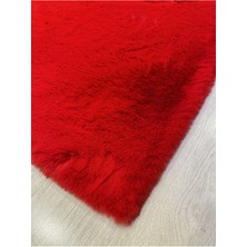 Extra Carpet Modern Tavşan Tüyü Yumuşacık Tüy Dökmez Peluş Halı Kırmızı