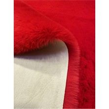 Extra Carpet Modern Tavşan Tüyü Yumuşacık Tüy Dökmez Peluş Halı Kırmızı