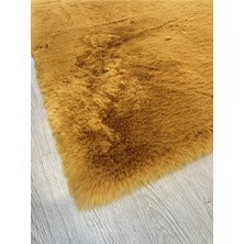 Extra Carpet Modern Tavşan Tüyü Yumuşacık Tüy Dökmez Peluş Halı Hardal