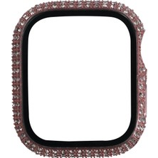 kilifone - ​​​Apple Watch 7 45mm - Kasa Koruyucu Kenarları Taşlı Sert PC Kasa Ve Ekran Koruyucu - Gard 24 - Rose Gold - T26430