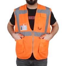 SKM Yelek Cepli Reflektörlü Turuncu M