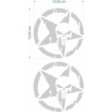 SEVGENT Skm Army Yıldız Kuru Kafa 13 X 13 Cm Gri Sticker 2 Li