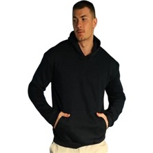 NO979 Erkek Kapüşonlu Siyah Sweatshirt