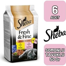 Sheba Fresh & Fine Somonlu ve Tavuklu Yaş Kedi Maması 6X50G 6 Adet 50 gr Poşet Sheba Yaş Kedi Maması