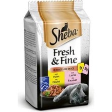 Sheba Fresh & Fine Somonlu ve Tavuklu Yaş Kedi Maması 6X50G 6 Adet 50 gr Poşet Sheba Yaş Kedi Maması