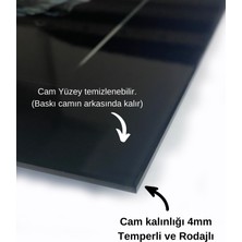 Acres Çiçek Desenleri Dekoratif Cam Tablo