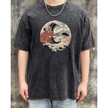 Touz Moda Yıkamalı Attack On Titan Art Eskitme T-Shirt